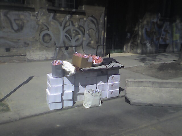 The liquids!.jpg - 148 bottles, brought over by car from the Rhone Valley and the Champagne region, waiting to be transferred to the boat